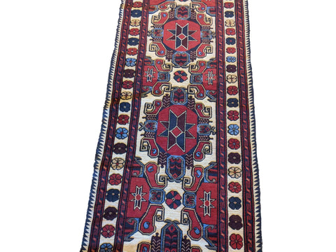 380 x 84 cm Afghan Moshwani runner Tribal Red Rug - Rugoutlet