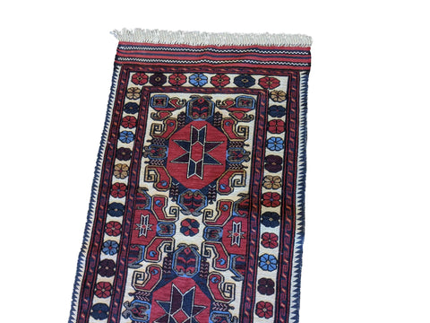 380 x 84 cm Afghan Moshwani runner Tribal Red Rug - Rugoutlet