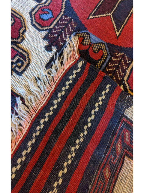 380 x 84 cm Afghan Moshwani runner Tribal Red Rug - Rugoutlet