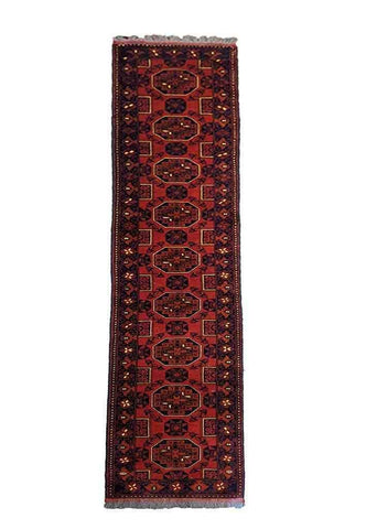 381 x 63 cm Afghan Khan Tribal Red Rug - Rugoutlet