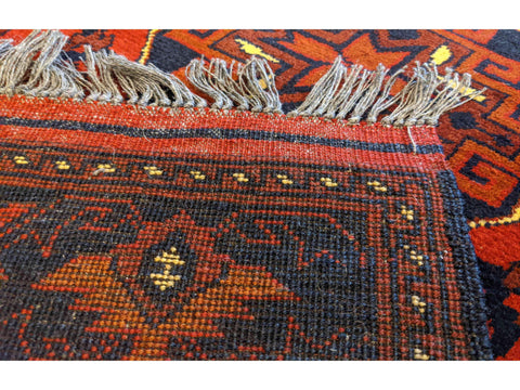 381 x 63 cm Afghan Khan Tribal Red Rug - Rugoutlet