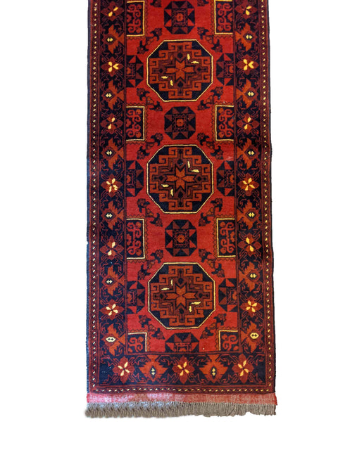 381 x 63 cm Afghan Khan Tribal Red Rug - Rugoutlet
