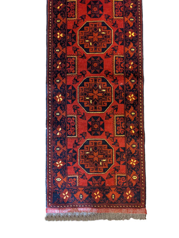 381 x 63 cm Afghan Khan Tribal Red Rug - Rugoutlet