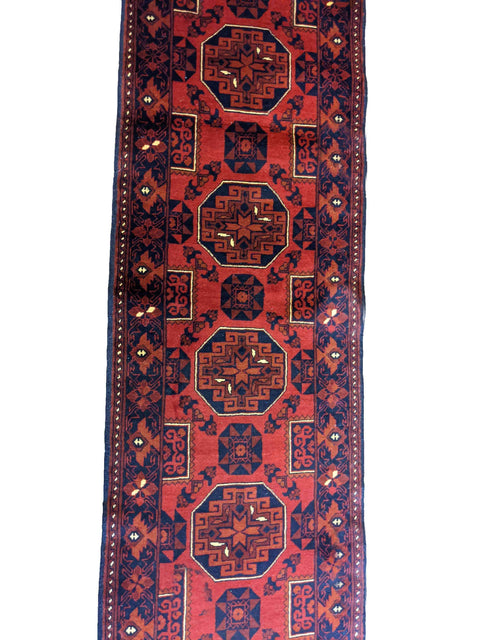 381 x 63 cm Afghan Khan Tribal Red Rug - Rugoutlet