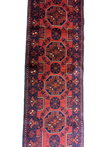 381 x 63 cm Afghan Khan Tribal Red Rug - Rugoutlet