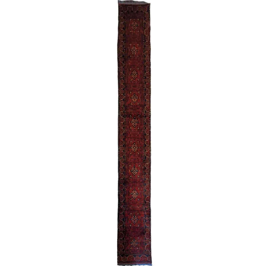 388 x 65 cm Afghan Khan Tribal Brown Rug - Rugmaster