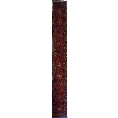 388 x 65 cm Afghan Khan Tribal Brown Rug - Rugoutlet