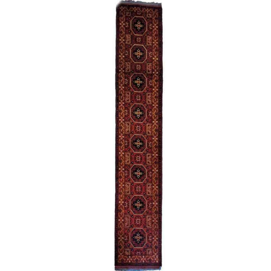 388 x 65 cm Afghan Tribal Brown Rug - Rugoutlet