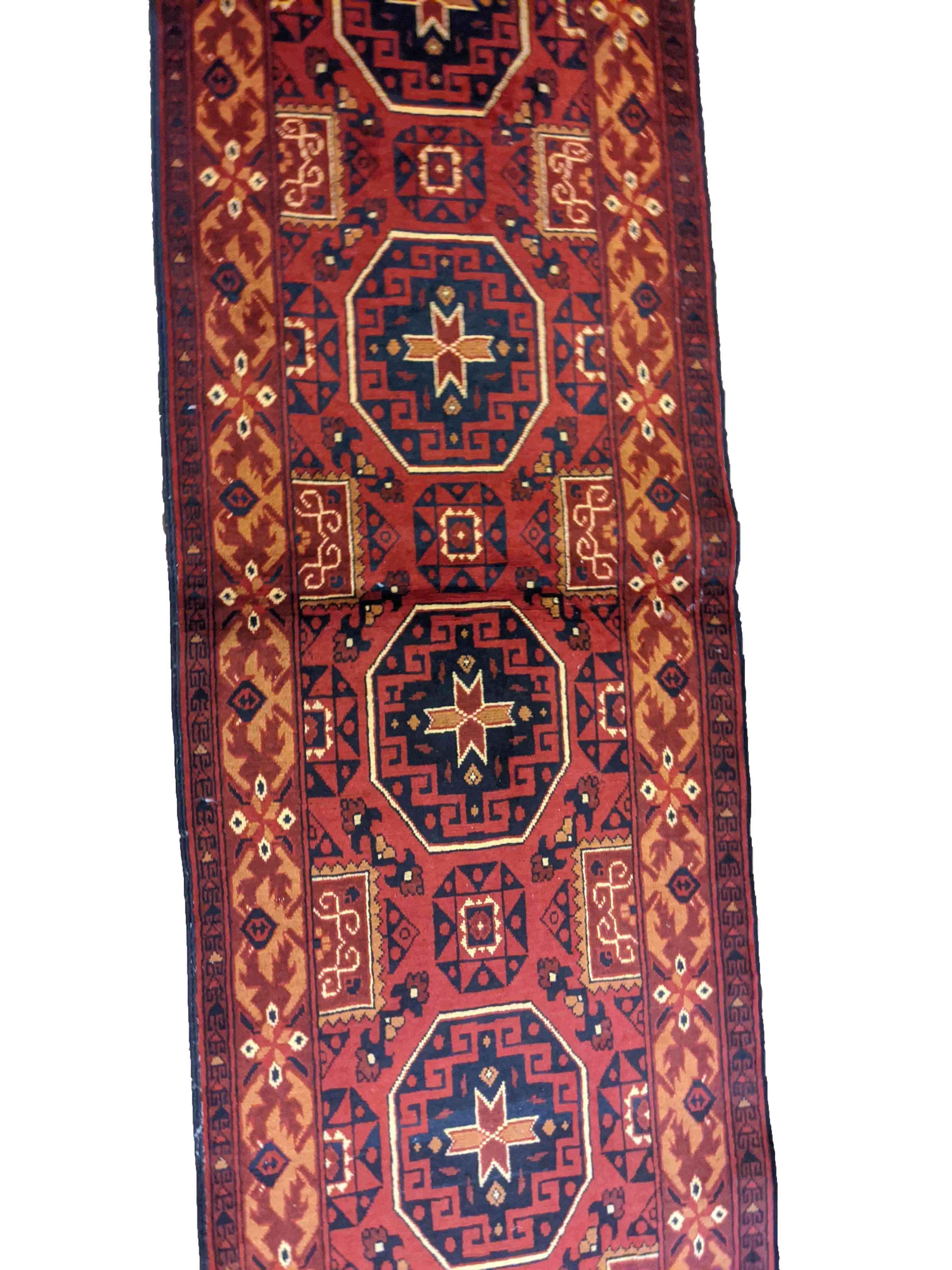 388 x 65 cm Afghan Tribal Brown Rug - Rugoutlet