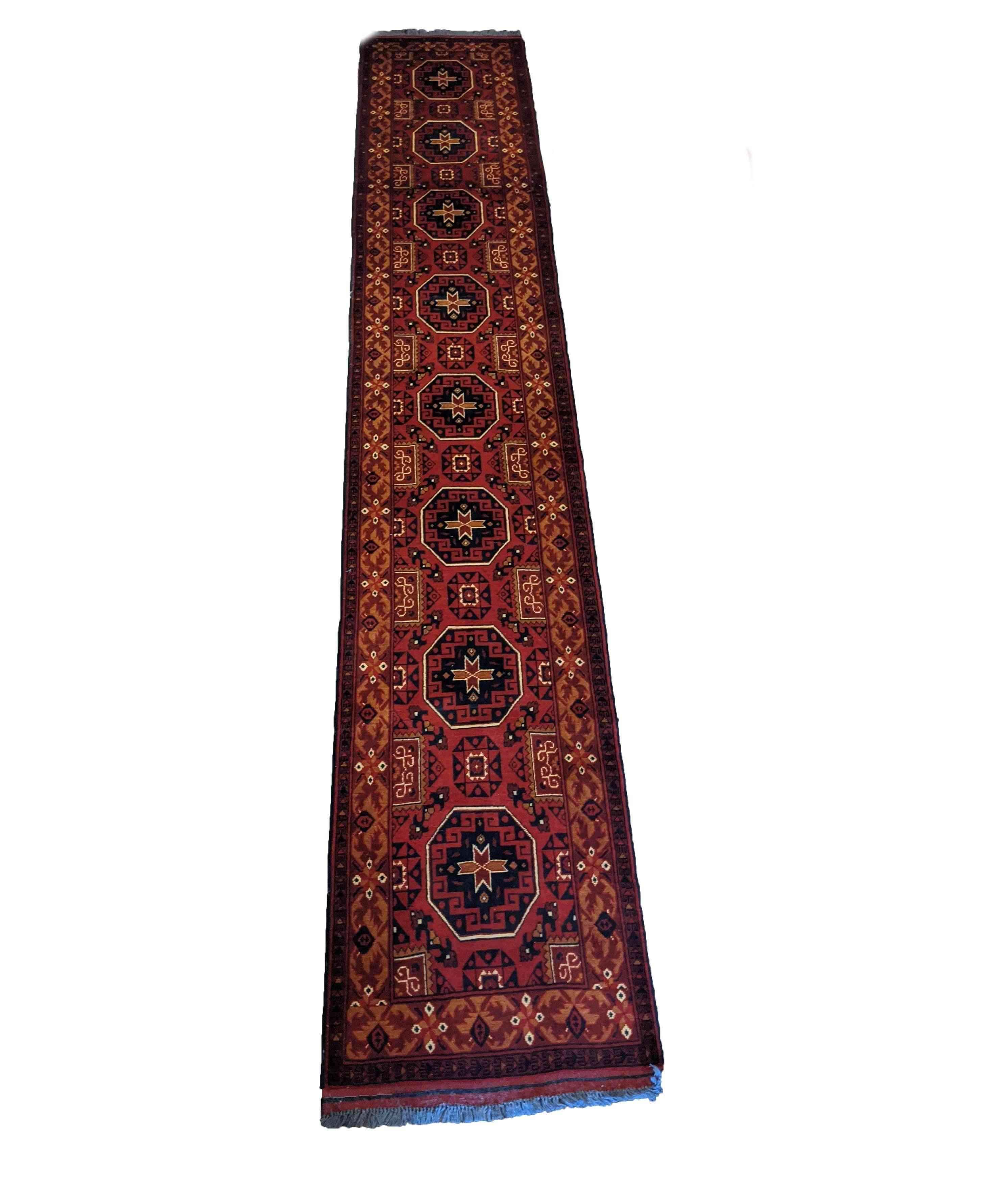 388 x 65 cm Afghan Tribal Brown Rug - Rugoutlet