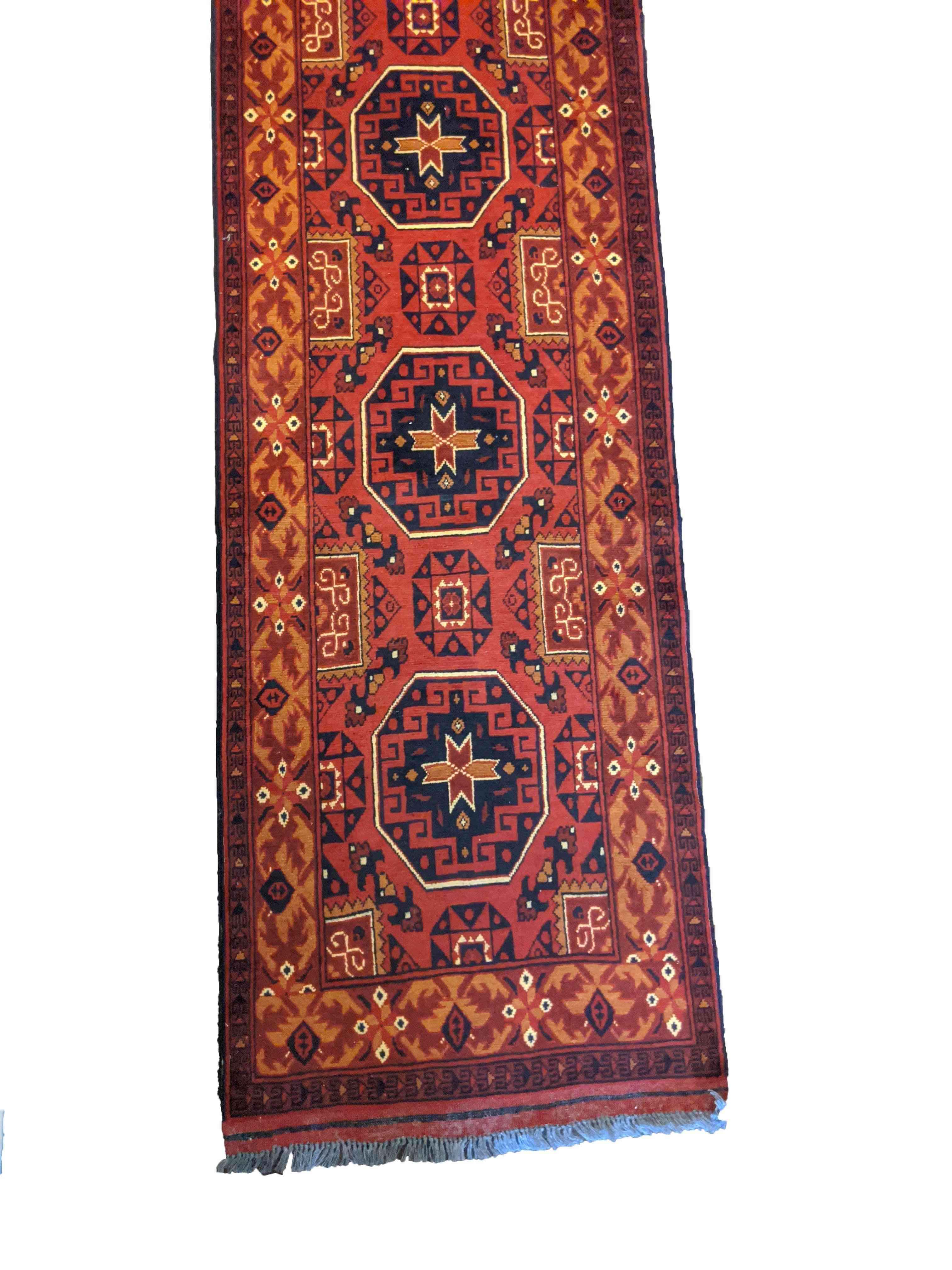 388 x 65 cm Afghan Tribal Brown Rug - Rugoutlet