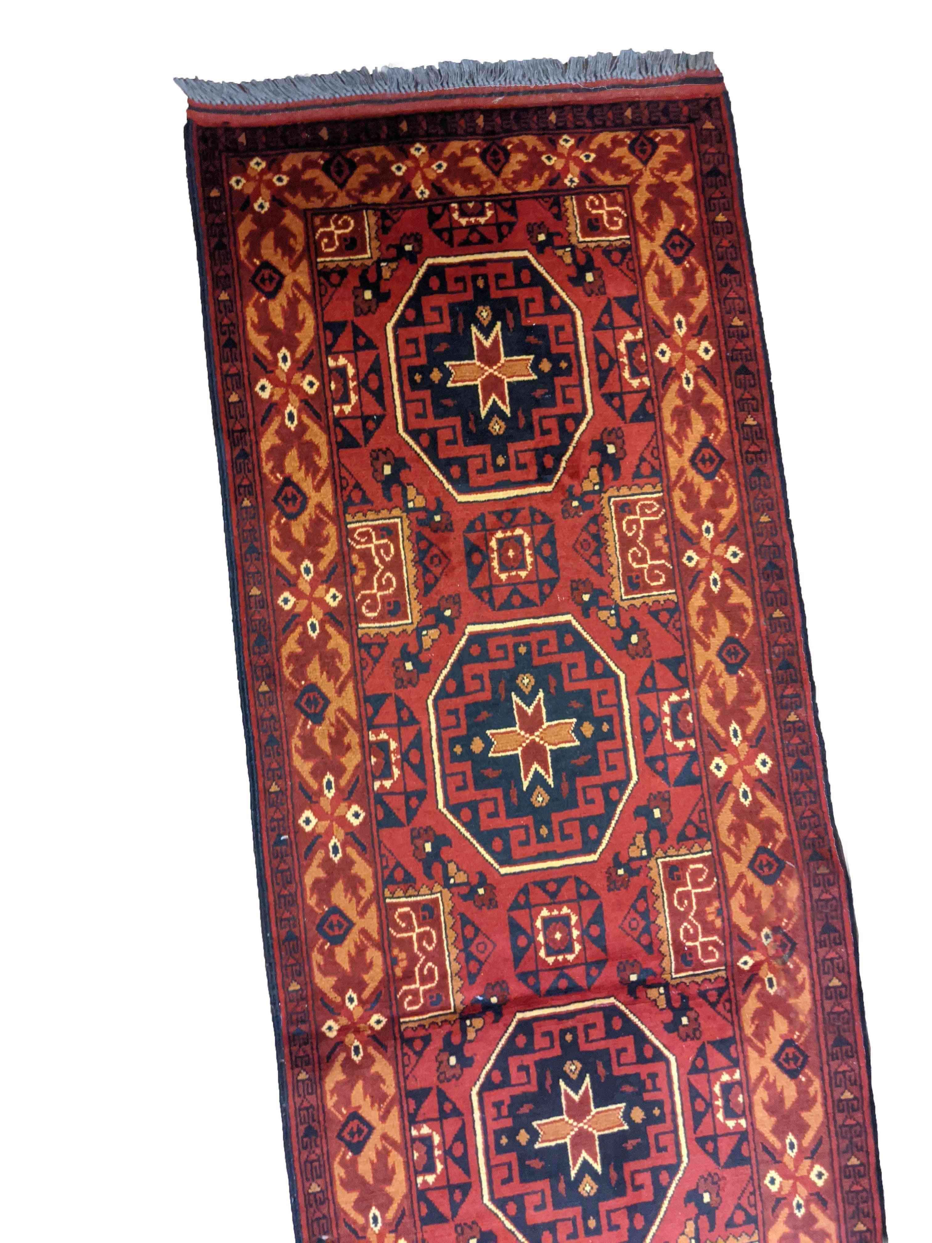 388 x 65 cm Afghan Tribal Brown Rug - Rugoutlet