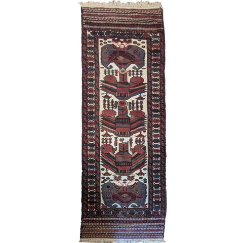 388 x 82 cm Mushwani Tribal White Rug - Rugoutlet