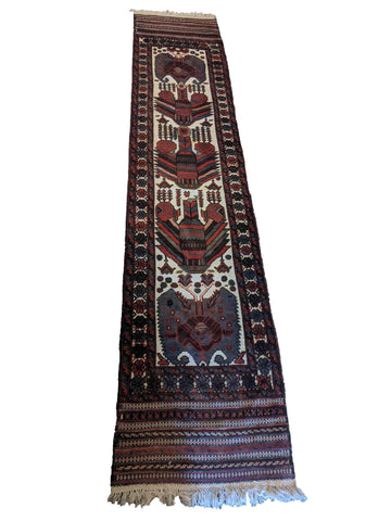 388 x 82 cm Mushwani Tribal White Rug - Rugoutlet