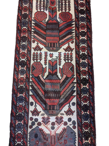 388 x 82 cm Mushwani Tribal White Rug - Rugoutlet
