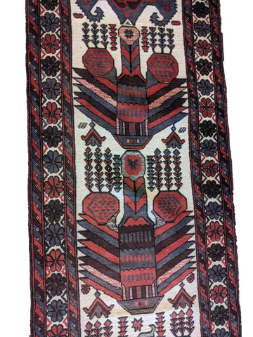 388 x 82 cm Mushwani Tribal White Rug - Rugoutlet