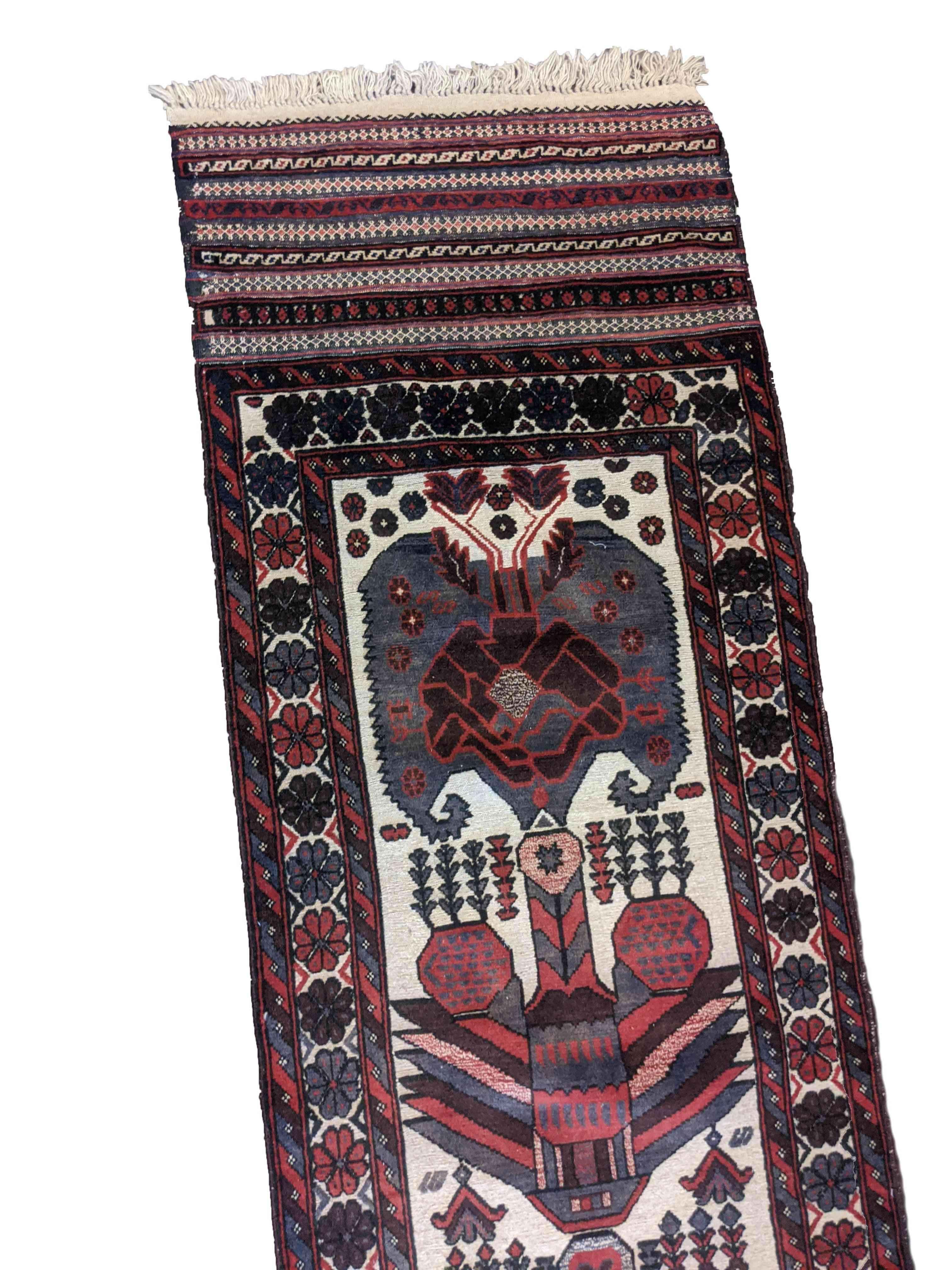 388 x 82 cm Mushwani Tribal White Rug - Rugmaster