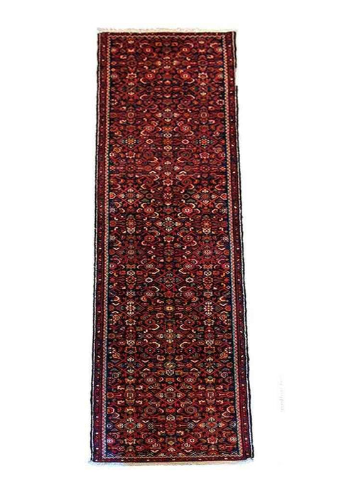 390 x 77 cm Persian Hamadan Traditional Red Rug - Rugoutlet