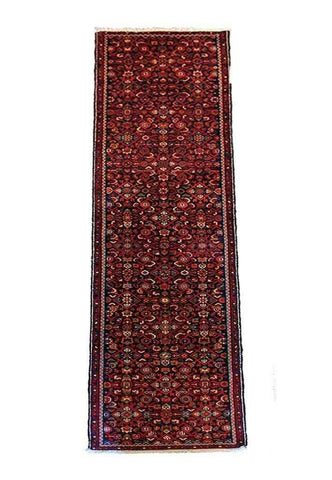 390 x 77 cm Persian Hamadan Traditional Red Rug - Rugoutlet