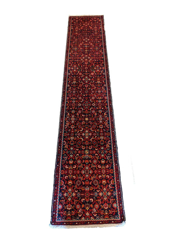 390 x 77 cm Persian Hamadan Traditional Red Rug - Rugoutlet