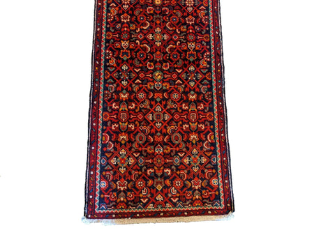 390 x 77 cm Persian Hamadan Traditional Red Rug - Rugoutlet