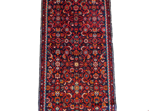 390 x 77 cm Persian Hamadan Traditional Red Rug - Rugoutlet
