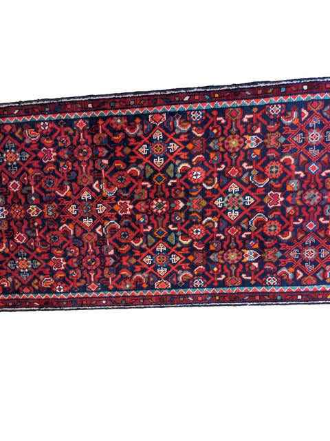 390 x 77 cm Persian Hamadan Traditional Red Rug - Rugoutlet