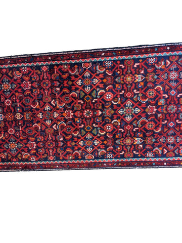 390 x 77 cm Persian Hamadan Traditional Red Rug - Rugoutlet