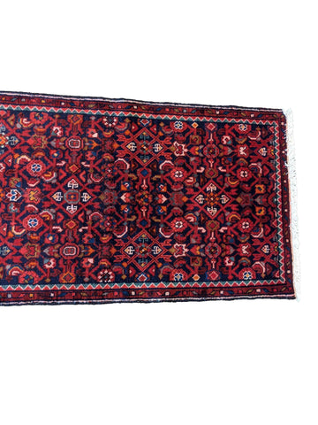 390 x 77 cm Persian Hamadan Traditional Red Rug - Rugoutlet