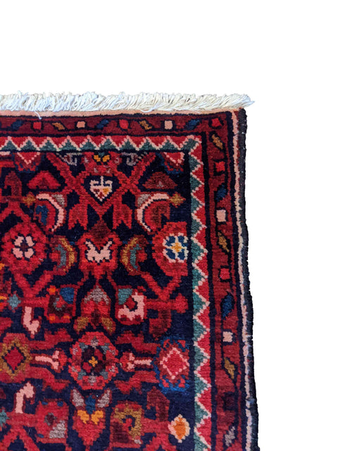 390 x 77 cm Persian Hamadan Traditional Red Rug - Rugoutlet