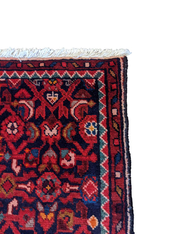390 x 77 cm Persian Hamadan Traditional Red Rug - Rugoutlet