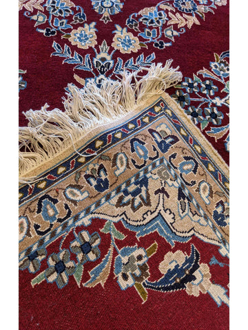 390 x 90 cm Fine Nain Silk Wool Traditional Red Rug - Rugoutlet