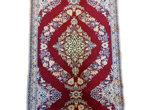 390 x 90 cm Fine Nain Silk Wool Traditional Red Rug - Rugoutlet