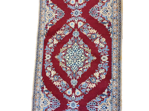 390 x 90 cm Fine Nain Silk Wool Traditional Red Rug - Rugoutlet