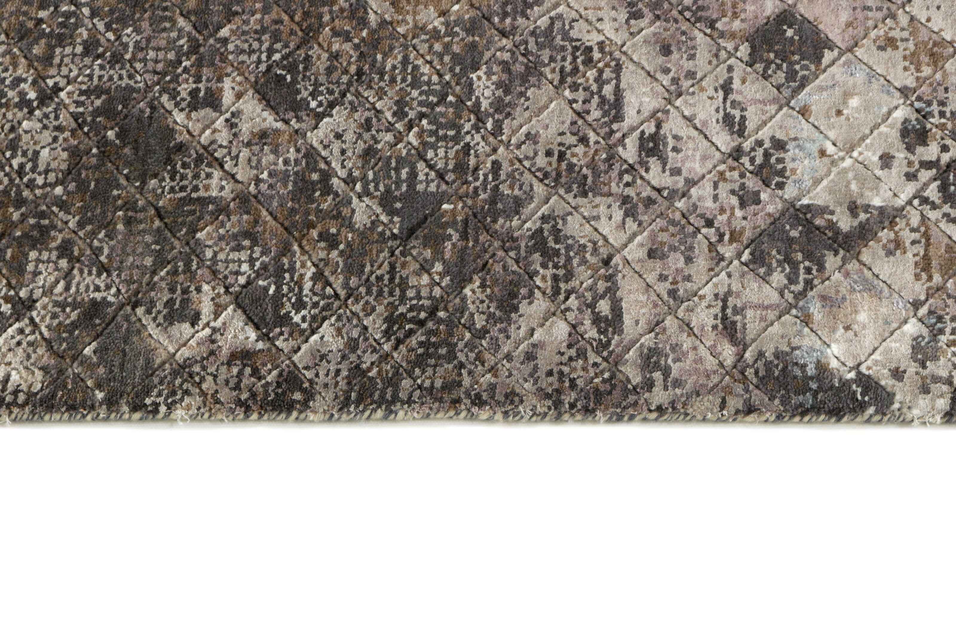 391 x 391 cm Indian Wool/Viscose Brown Rug-740141 - Rugmaster
