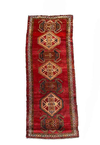 394 x 108 cm Persian Hamadan Traditional Red Rug - Rugoutlet