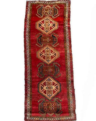 394 x 108 cm Persian Hamadan Traditional Red Rug - Rugoutlet