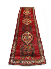 394 x 108 cm Persian Hamadan Traditional Red Rug - Rugoutlet