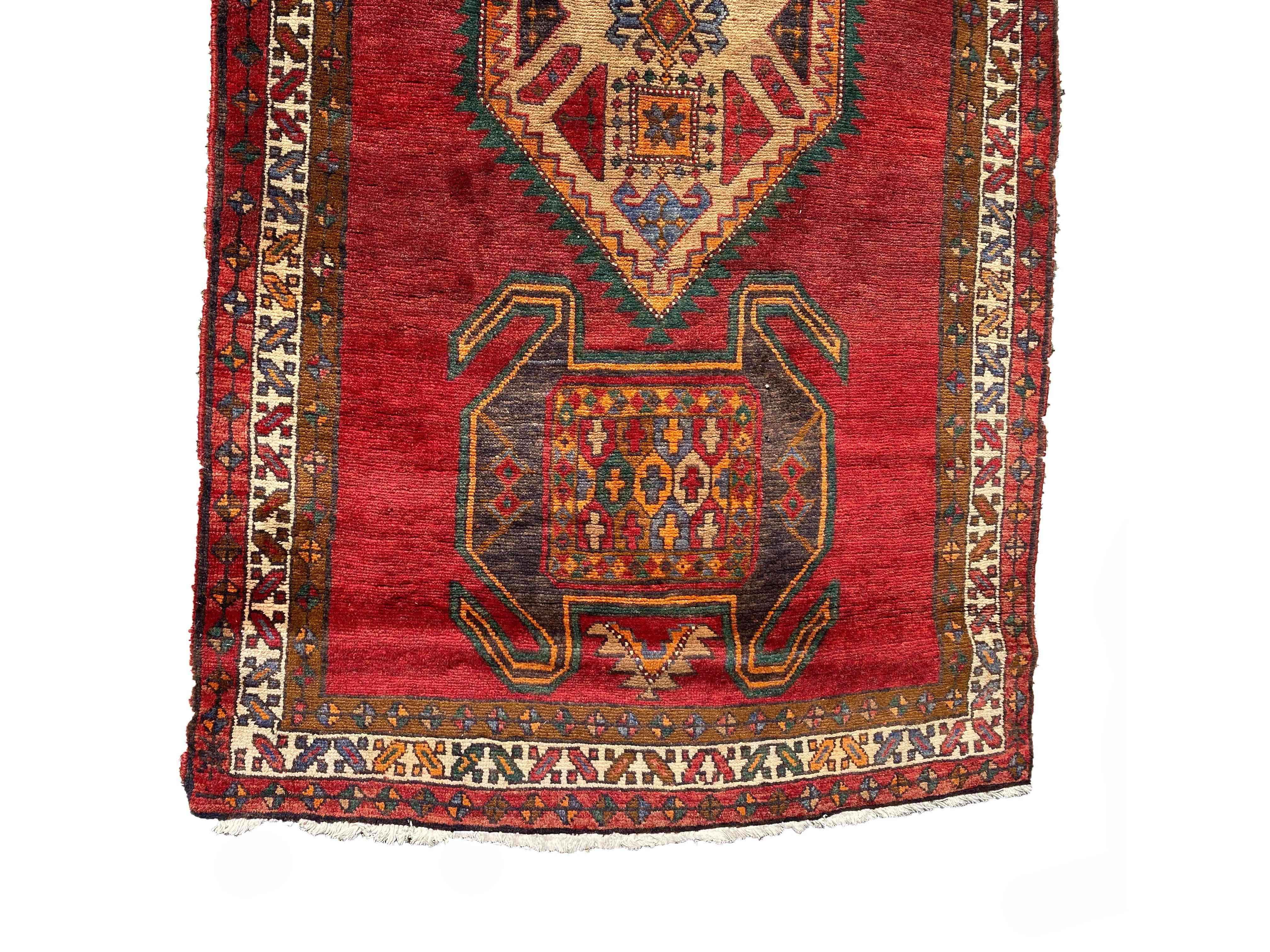 394 x 108 cm Persian Hamadan Traditional Red Rug - Rugoutlet