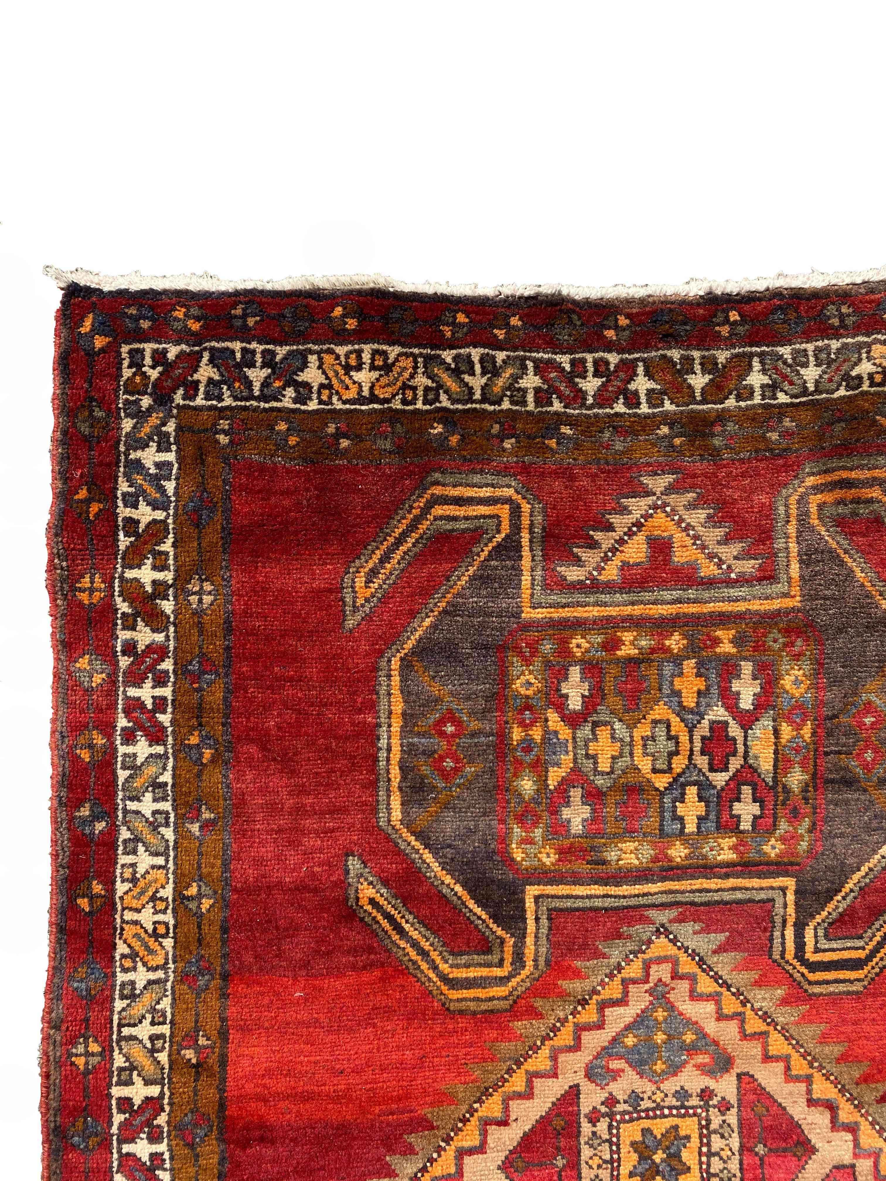 394 x 108 cm Persian Hamadan Traditional Red Rug - Rugmaster