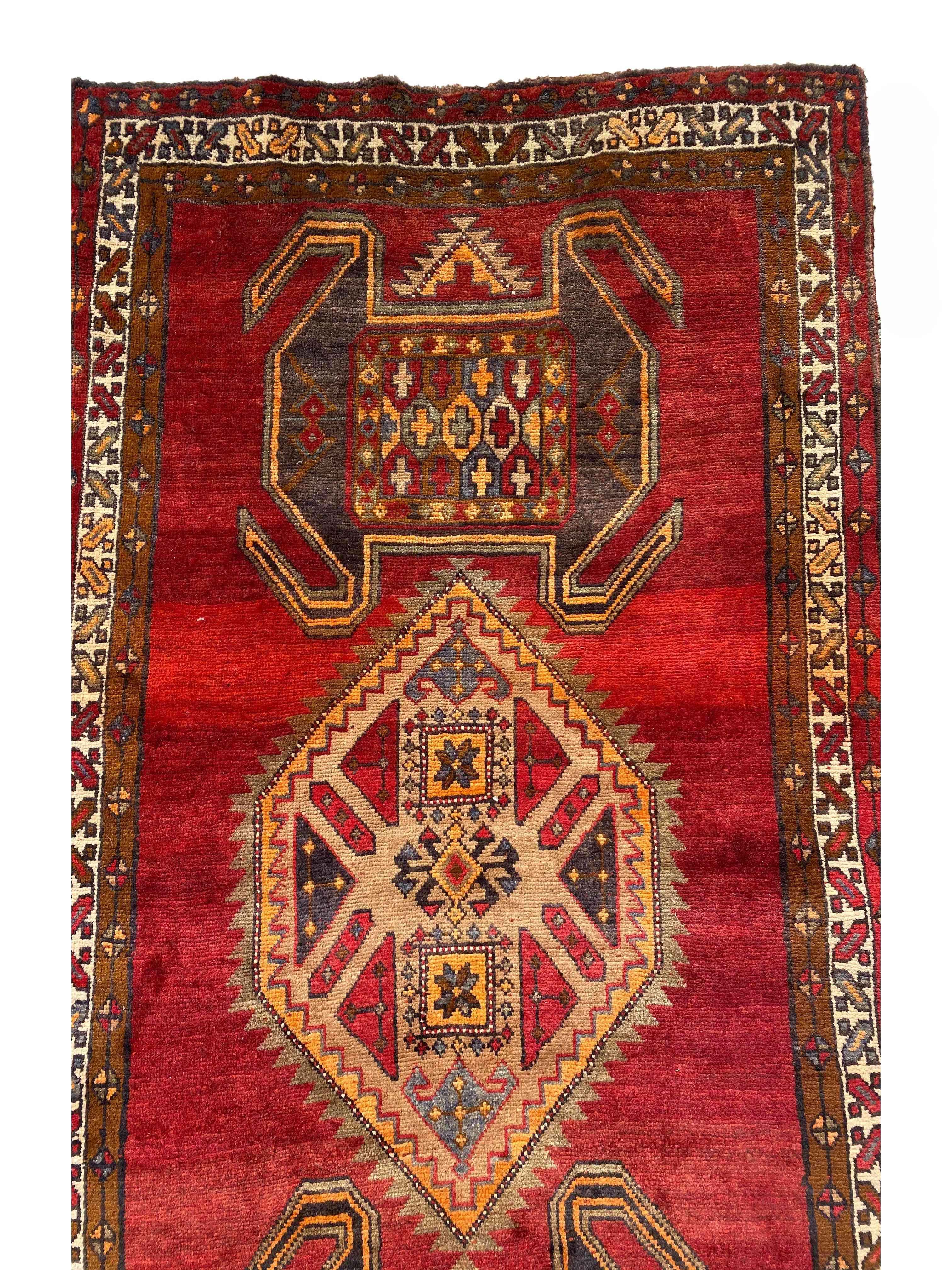 394 x 108 cm Persian Hamadan Traditional Red Rug - Rugoutlet