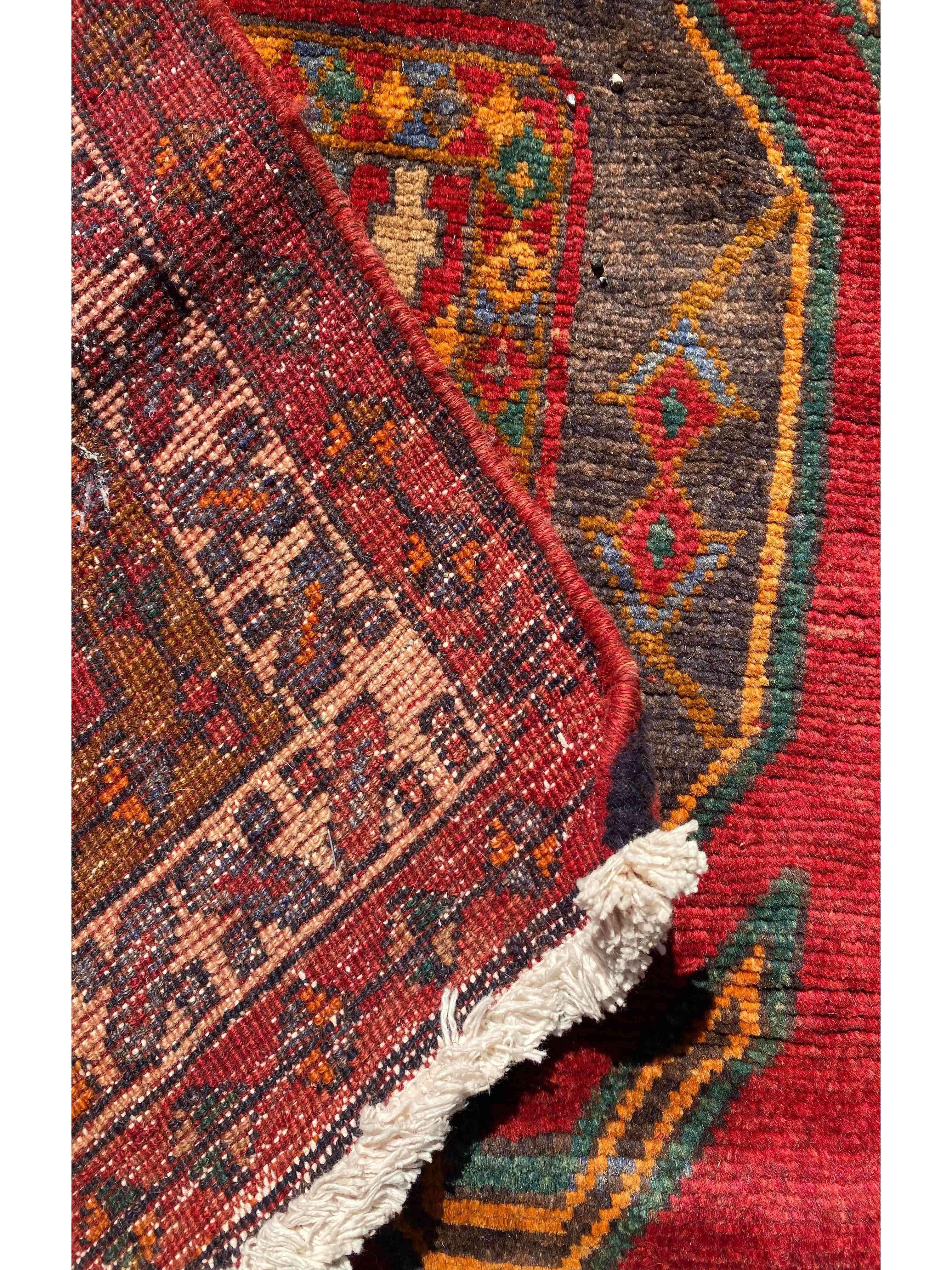 394 x 108 cm Persian Hamadan Traditional Red Rug - Rugmaster