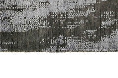 395 x 395 cm Indian Wool/Viscose Black Rug-840233 - Rugmaster