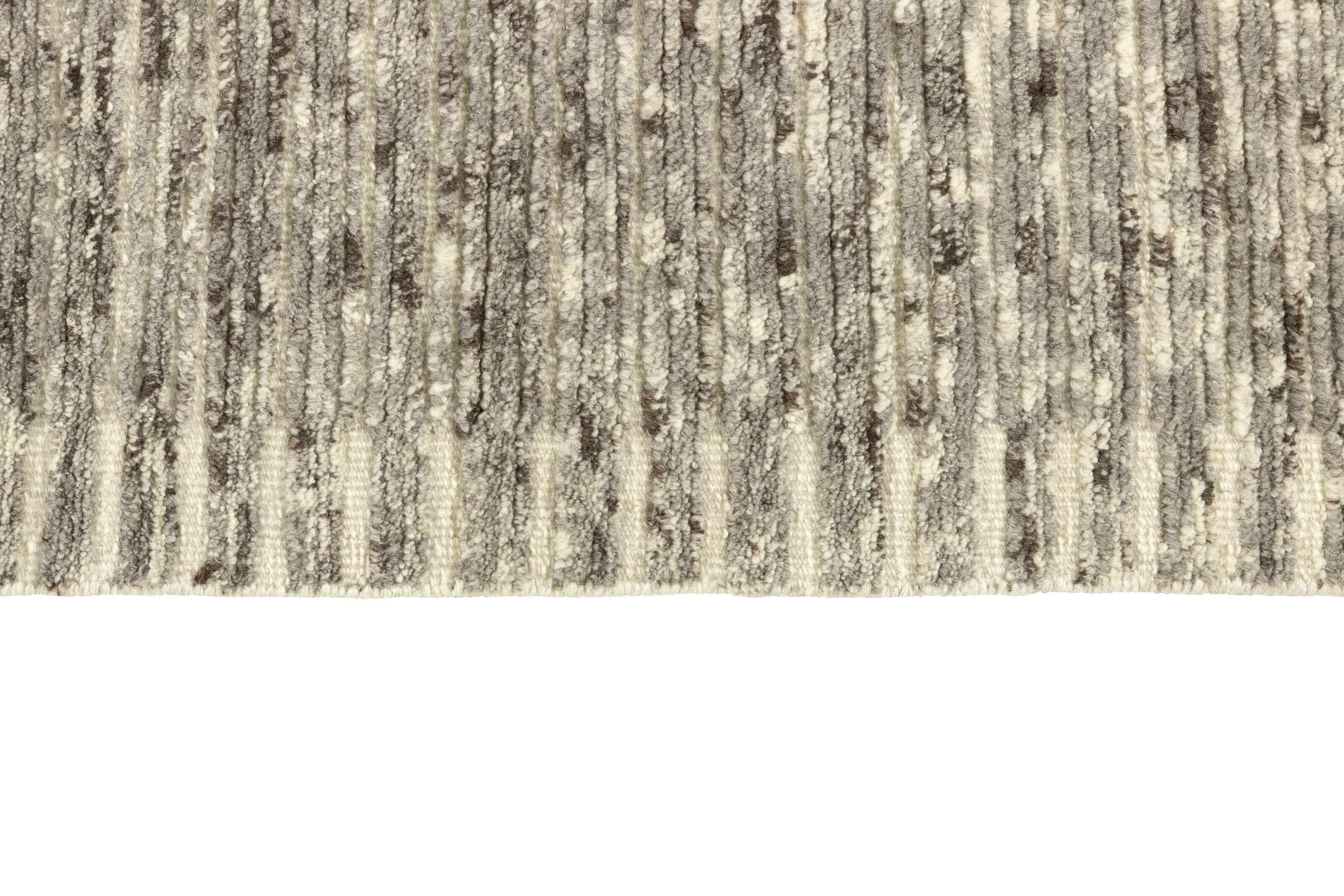 400 x 400 cm Indian Wool Beige Rug-Cliff, Charcoal - Rugmaster