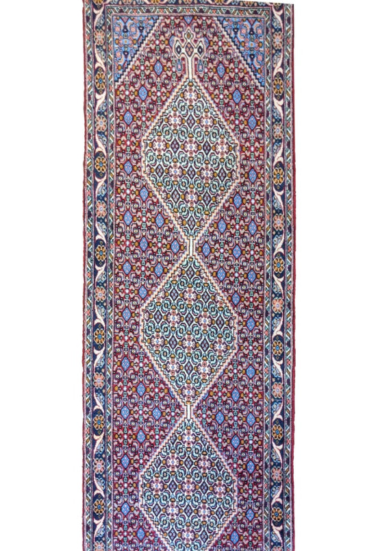 420 x 70 cm Persian Senneh Geometric Red Rug - Rugmaster