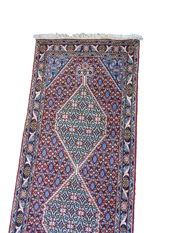 420 x 70 cm Persian Senneh Geometric Red Rug - Rugoutlet