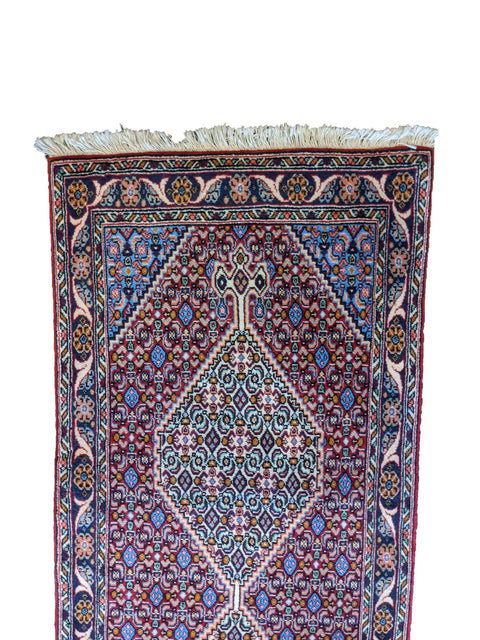 420 x 70 cm Persian Senneh Geometric Red Rug - Rugoutlet