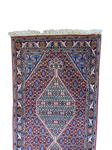 420 x 70 cm Persian Senneh Geometric Red Rug - Rugoutlet
