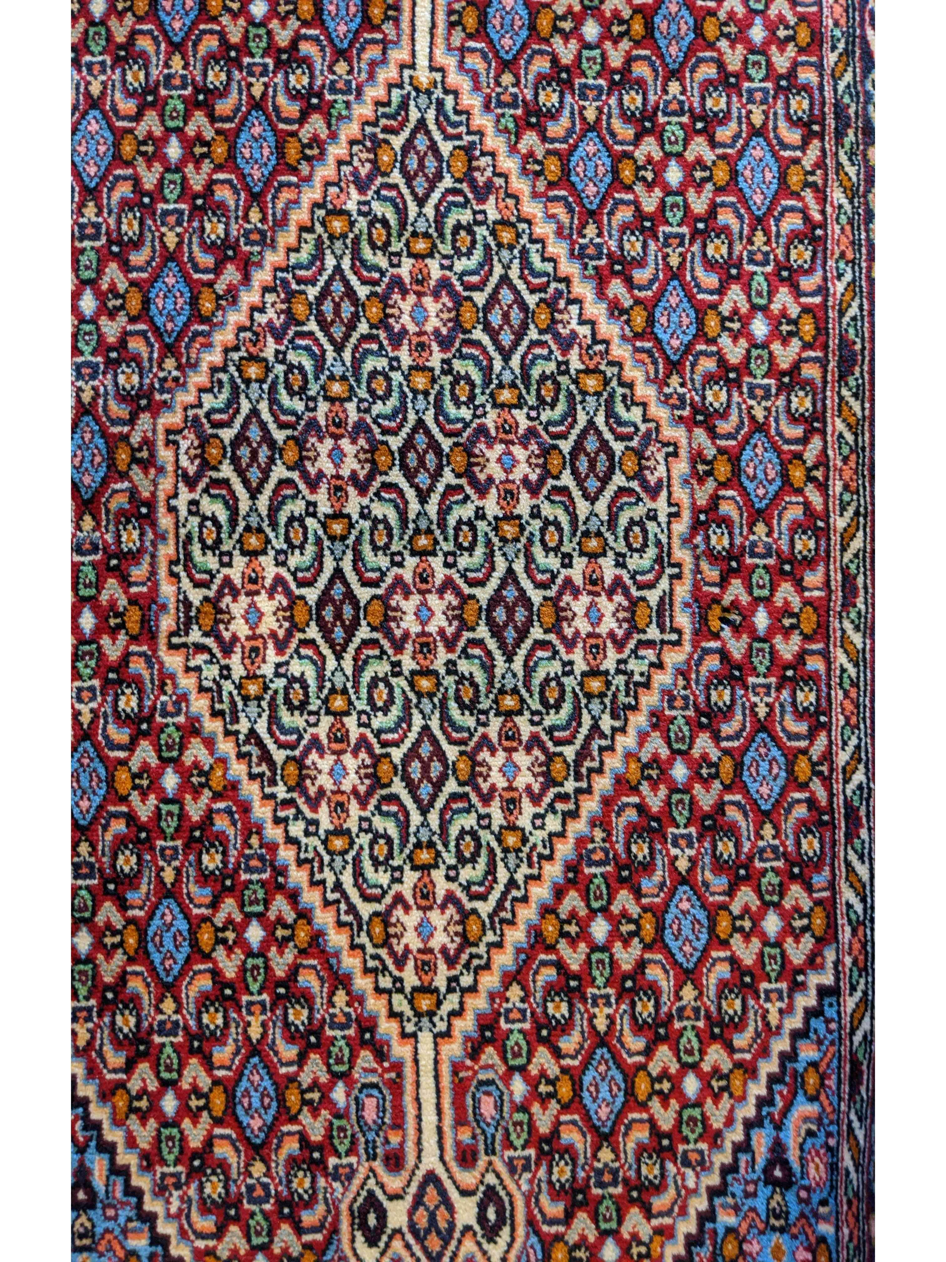 420 x 70 cm Persian Senneh Geometric Red Rug - Rugmaster