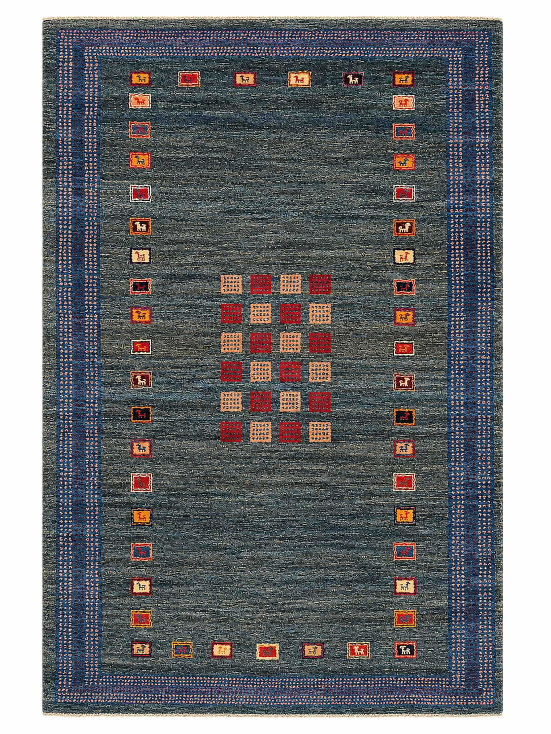 Fine Persian Gabbeh Style Charcoal Green Tribal Oriental Rug